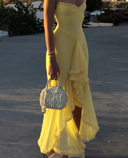 TANYA RUFFLE MAXI YELLOW DRESS - Seldom Seen Styles
