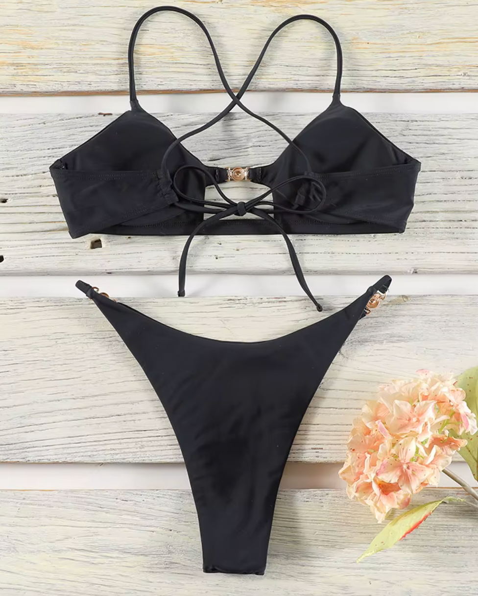 LORI SCOOPNECK BLACK BIKINI SET - Seldom Seen Styles