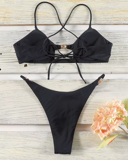 LORI SCOOPNECK BLACK BIKINI SET - Seldom Seen Styles