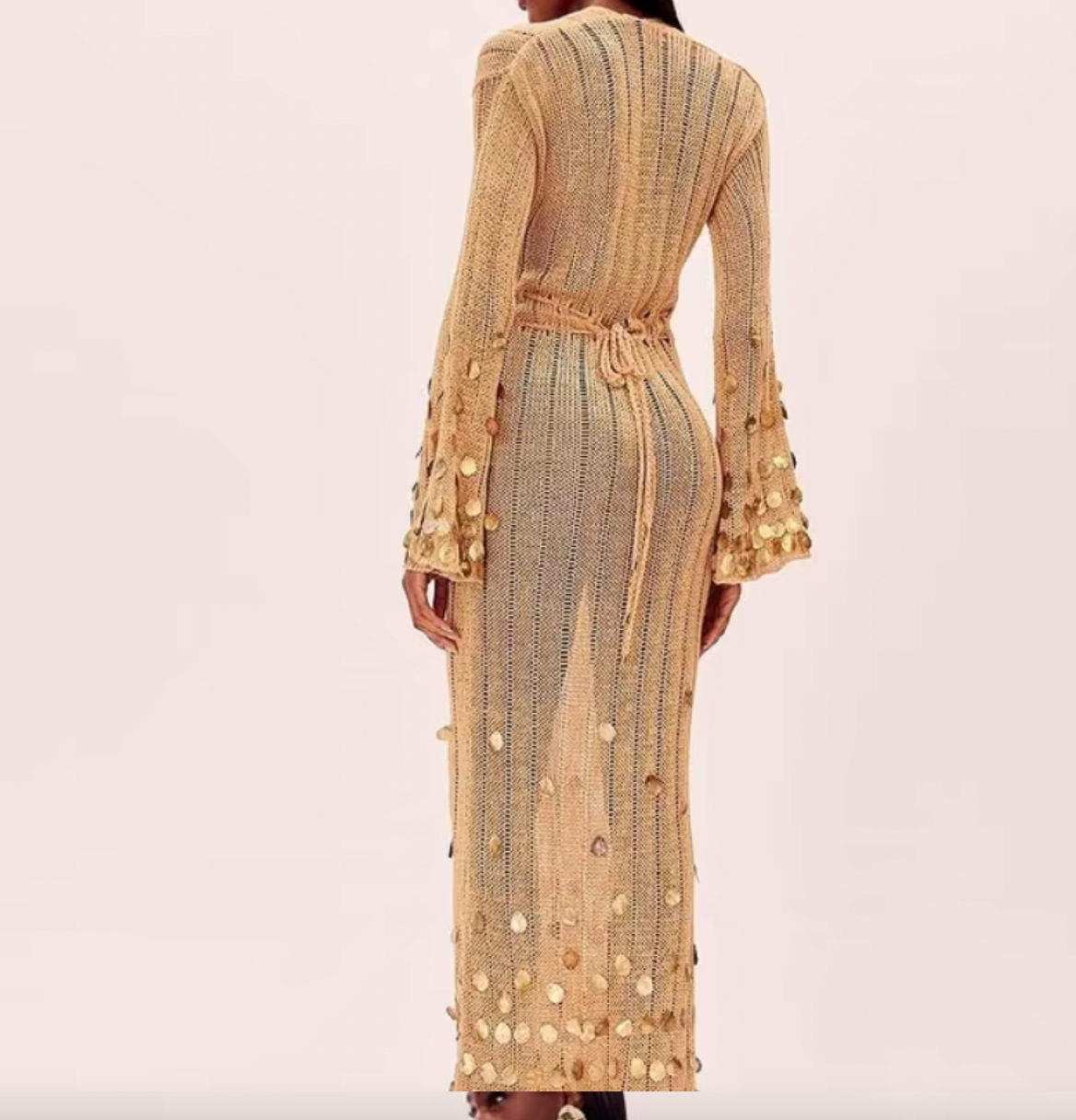 LANIE DEEP V CROCHET SEQUIN DRESS - Seldom Seen Styles