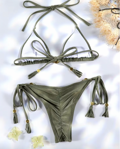 LEXI STRING OLIVE BIKINI SET - Seldom Seen Styles