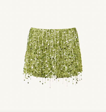 LORI SEQUIN FRINGE MINI SKIRT - Seldom Seen Styles