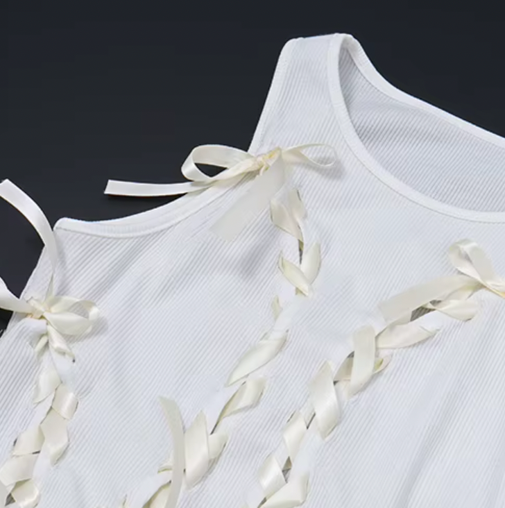 BILLIE LACE UP BOW TANK TOP - Seldom Seen Styles