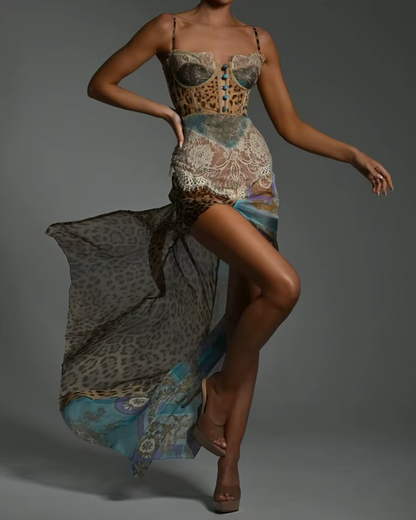 YANA LEOPARD & LACE PRINTED DRESS - Seldom Seen Styles