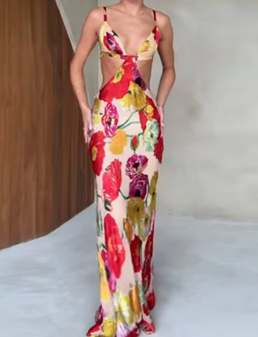 ELOISE FLORAL MAXI CUTOUT DRESS - Seldom Seen Styles