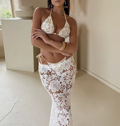 ROONEY 3 PC LACE BIKINI SKIRT SET - Seldom Seen Styles