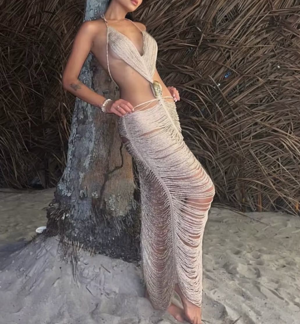 LARISSA FRINGE CUTOUT DRESS - Seldom Seen Styles