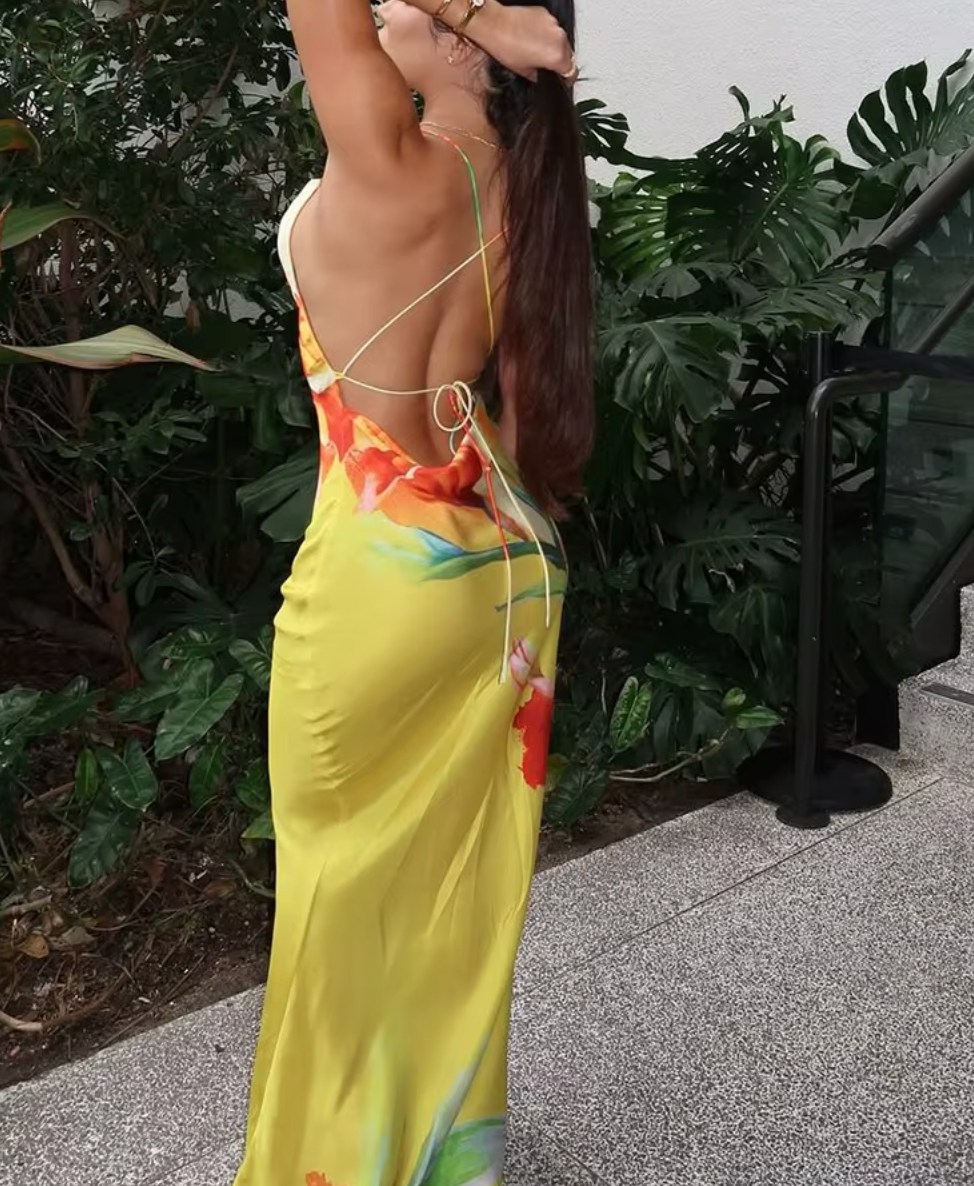 FRANCIS FLOWER MAXI OPEN BACK DRESS - Seldom Seen Styles