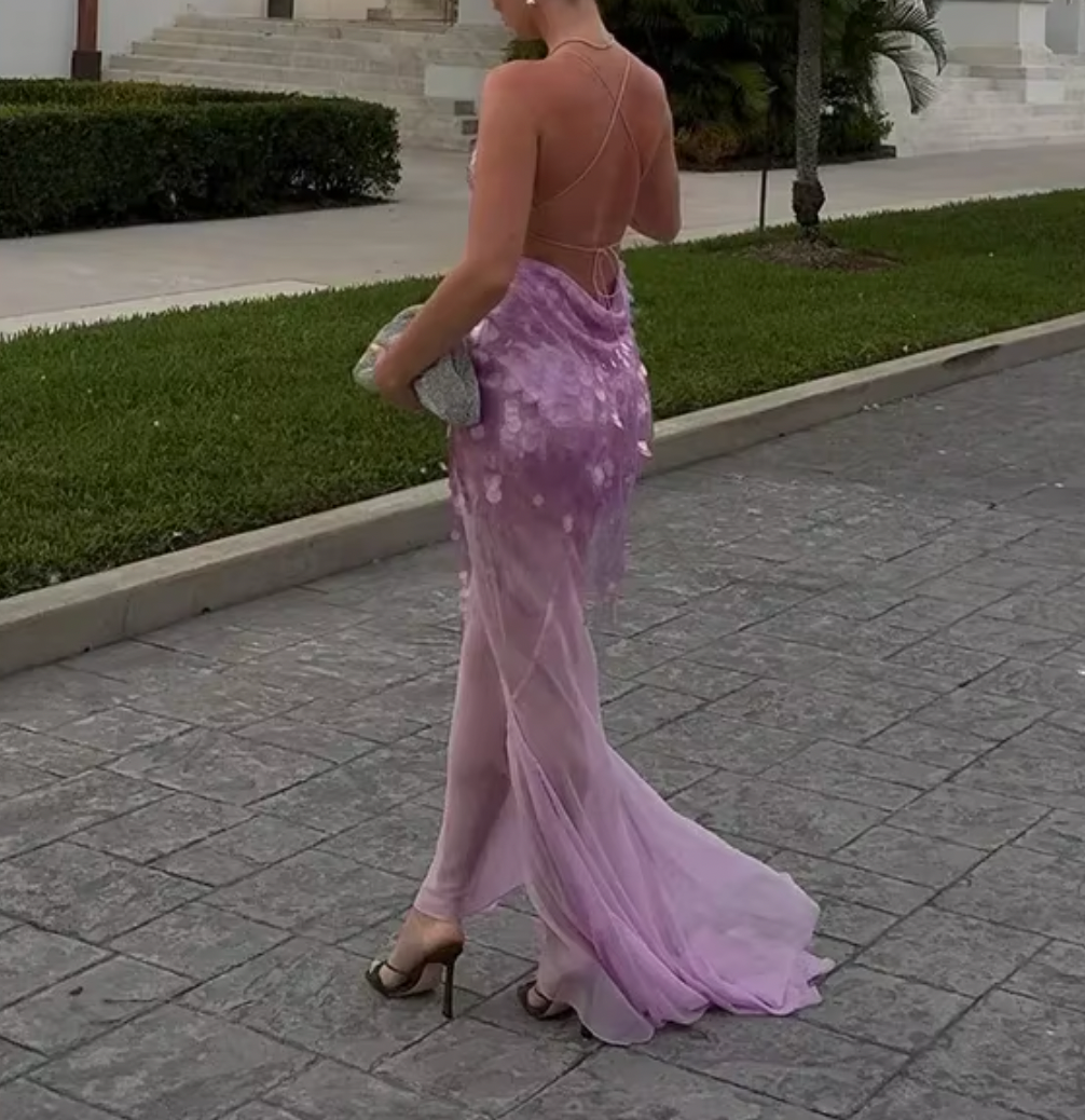 JANA SHEER SEQUIN V NECK DRESS - Seldom Seen Styles