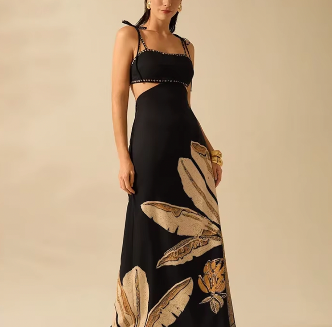 MARIA BLACK MAXI FLORAL DRESS - Seldom Seen Styles