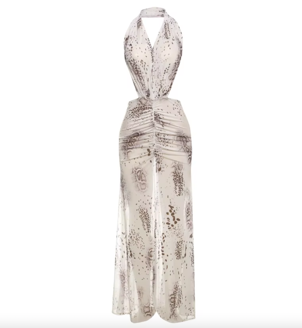 EVA SNAKE HALTER OPEN BACK DRESS - Seldom Seen Styles