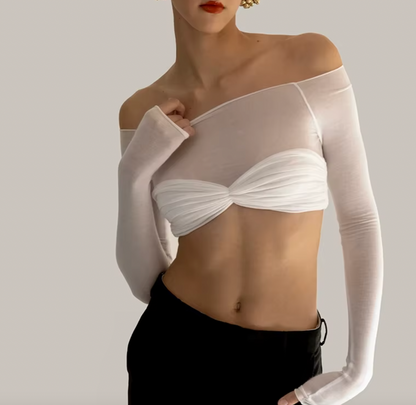 LARA CROPPED LONG SLEEVE TOP - Seldom Seen Styles