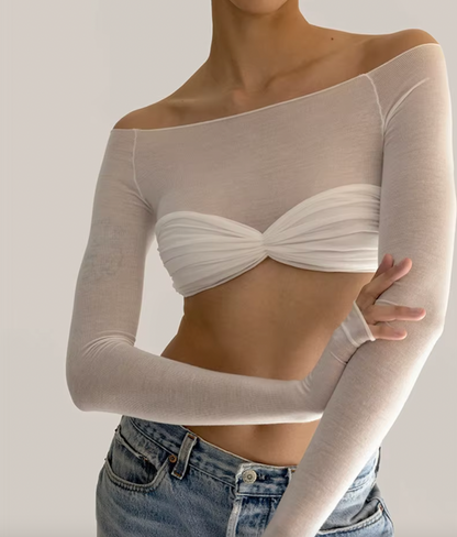 LARA CROPPED LONG SLEEVE TOP - Seldom Seen Styles