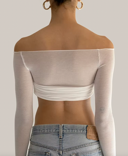 LARA CROPPED LONG SLEEVE TOP - Seldom Seen Styles