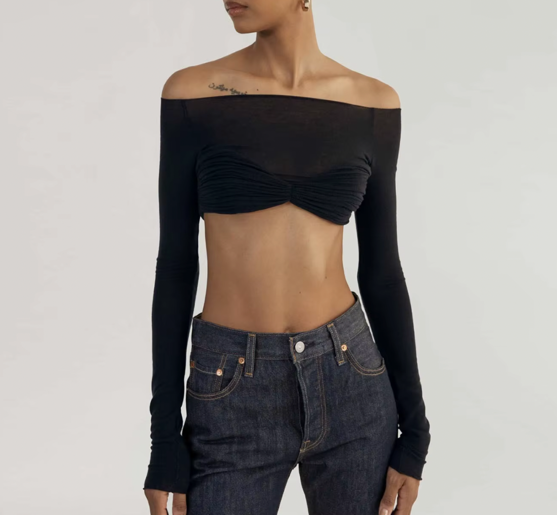 LARA CROPPED LONG SLEEVE TOP - Seldom Seen Styles