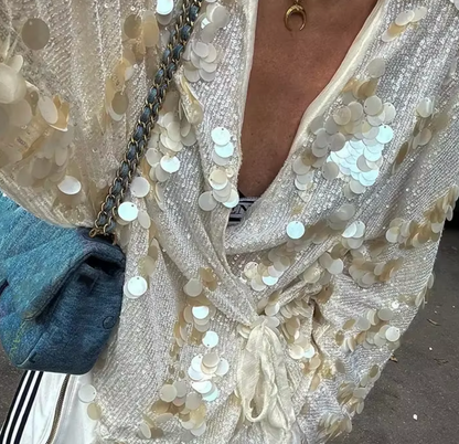 LYRA SEQUIN CARDIGAN TOP - Seldom Seen Styles