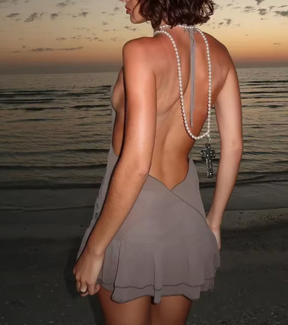 MIMI HALTER BUTTON DRESS - Seldom Seen Styles