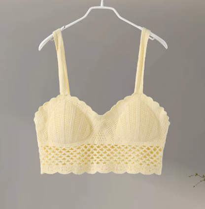 ELOWIN TWO PC SET CROCHET TOP AND FRINGE SKIRT - Seldom Seen Styles