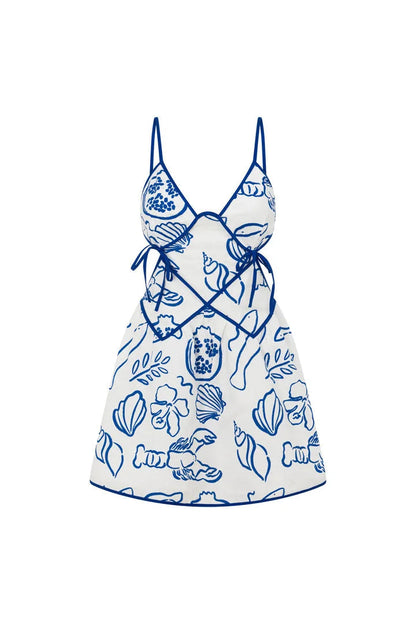 Seaside Backless Printing Mini Dress - Seldom Seen Styles