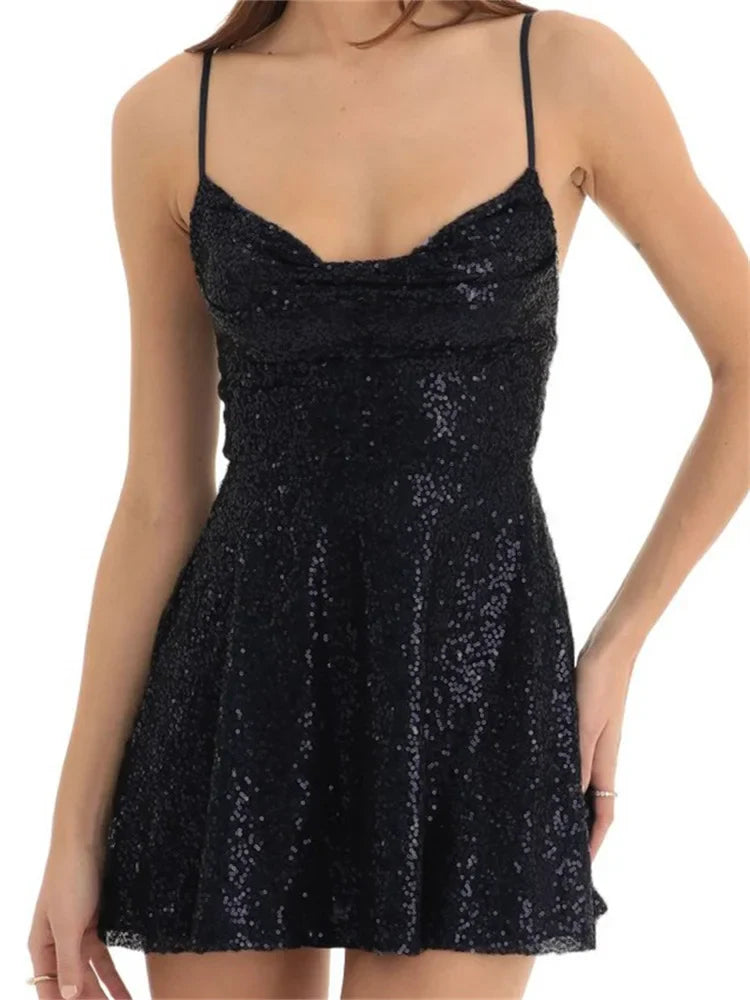 Sequined Sleeveless Sexy A-Line Mini Dresses - Seldom Seen Styles