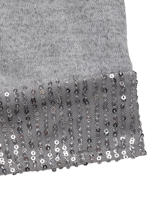 Sequined Split-Joint Bodycon Long Sleeves Round-Neck Mini Dresses - Seldom Seen Styles