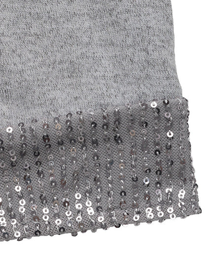 Sequined Split-Joint Bodycon Long Sleeves Round-Neck Mini Dresses - Seldom Seen Styles