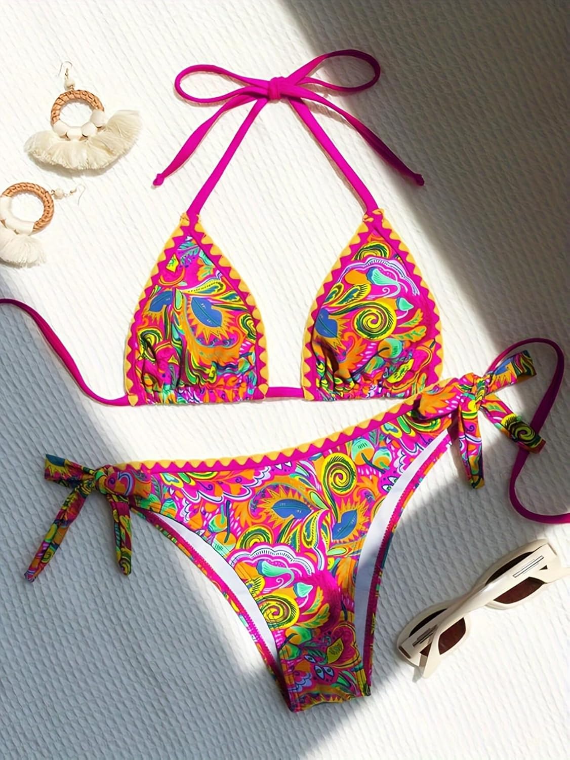 Sexy Bikini Sets for Women Two Piece Swimsuit - String Triangle Bikini Cheeky Boho Gold Brazilian Style Low Rise - Seldom Seen Styles