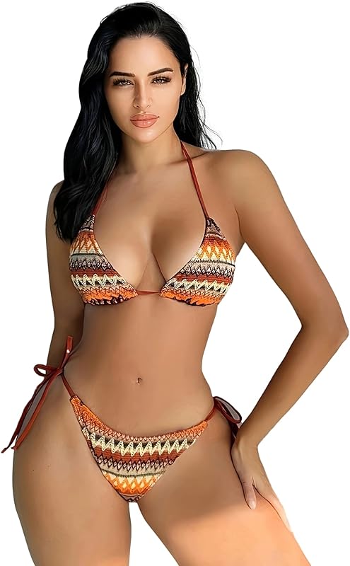 Sexy Bikini Sets for Women Two Piece Swimsuit - String Triangle Bikini Cheeky Boho Gold Brazilian Style Low Rise - Seldom Seen Styles