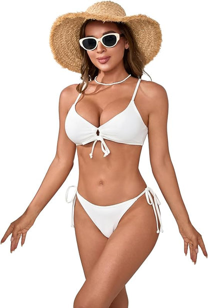 Sexy Bikini Sets for Women Two Piece Swimsuit - String Triangle Bikini Cheeky Boho Gold Brazilian Style Low Rise - Seldom Seen Styles