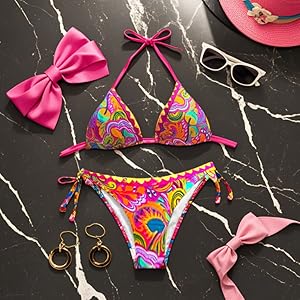 Sexy Bikini Sets for Women Two Piece Swimsuit - String Triangle Bikini Cheeky Boho Gold Brazilian Style Low Rise - Seldom Seen Styles