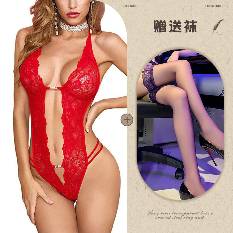 Sexy Lingerie Amazon Foreign Trade Source See-through Backless Shaping Lace-up Lace - Seldom Seen Styles