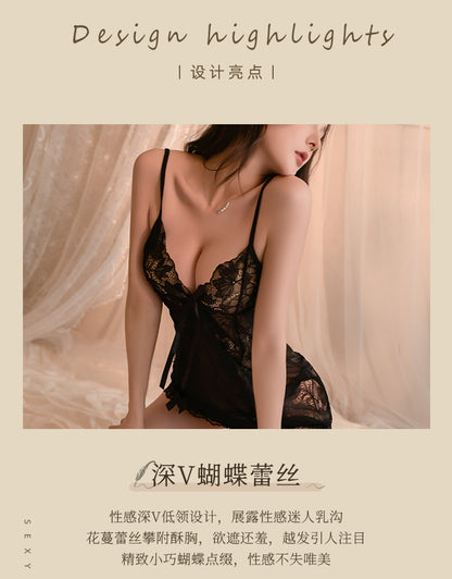 Sexy Lingerie Pajamas Women's Suit Sexy Transparent Lace Uniform Temptation Role Play See-through Dress - Seldom Seen Styles