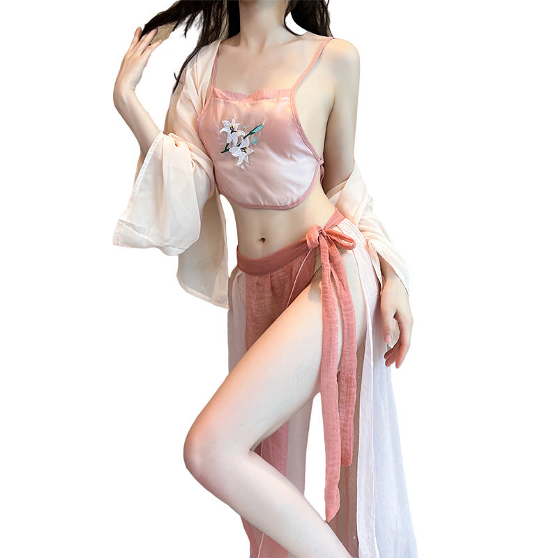 Sexy Lingerie Sexy Ancient Hanfu Republic of China Style Embroidered Nightdress Pure Desire Hot Uniform Temptation Set - Seldom Seen Styles