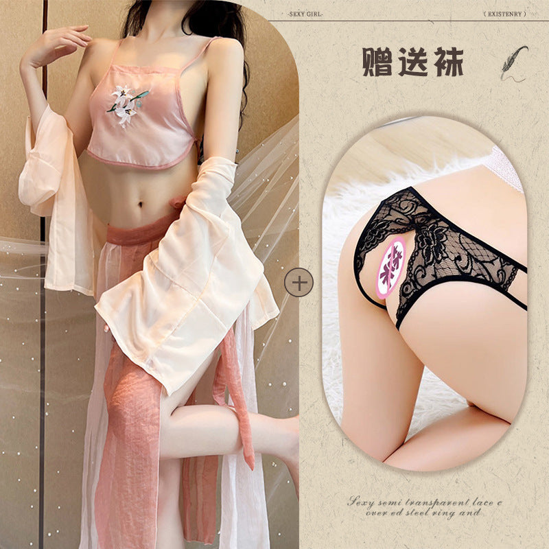 Sexy Lingerie Sexy Ancient Hanfu Republic of China Style Embroidered Nightdress Pure Desire Hot Uniform Temptation Set - Seldom Seen Styles