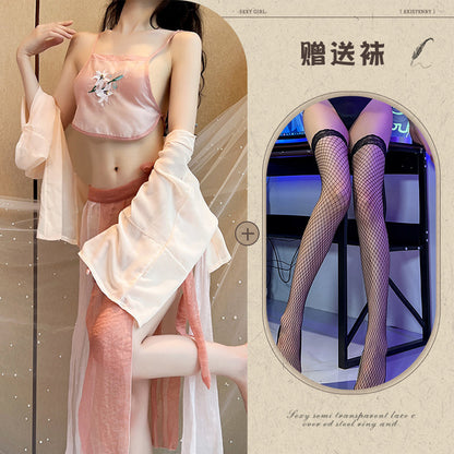 Sexy Lingerie Sexy Ancient Hanfu Republic of China Style Embroidered Nightdress Pure Desire Hot Uniform Temptation Set - Seldom Seen Styles