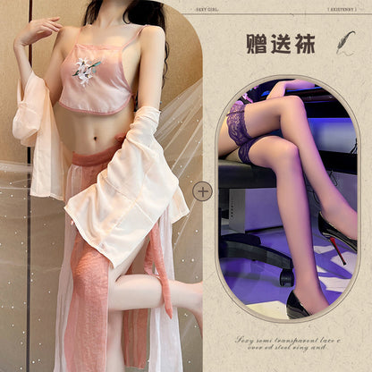 Sexy Lingerie Sexy Ancient Hanfu Republic of China Style Embroidered Nightdress Pure Desire Hot Uniform Temptation Set - Seldom Seen Styles