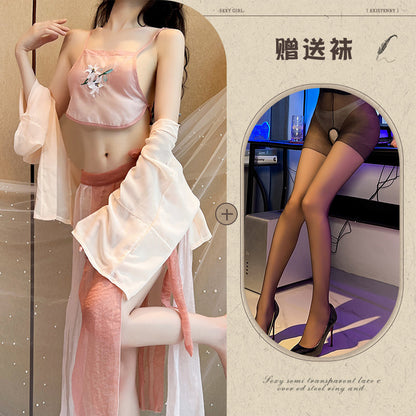 Sexy Lingerie Sexy Ancient Hanfu Republic of China Style Embroidered Nightdress Pure Desire Hot Uniform Temptation Set - Seldom Seen Styles