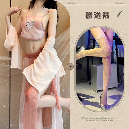 Sexy Lingerie Sexy Ancient Hanfu Republic of China Style Embroidered Nightdress Pure Desire Hot Uniform Temptation Set - Seldom Seen Styles