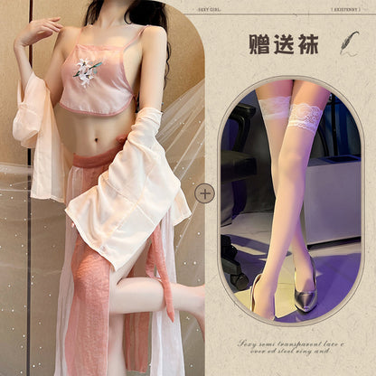 Sexy Lingerie Sexy Ancient Hanfu Republic of China Style Embroidered Nightdress Pure Desire Hot Uniform Temptation Set - Seldom Seen Styles