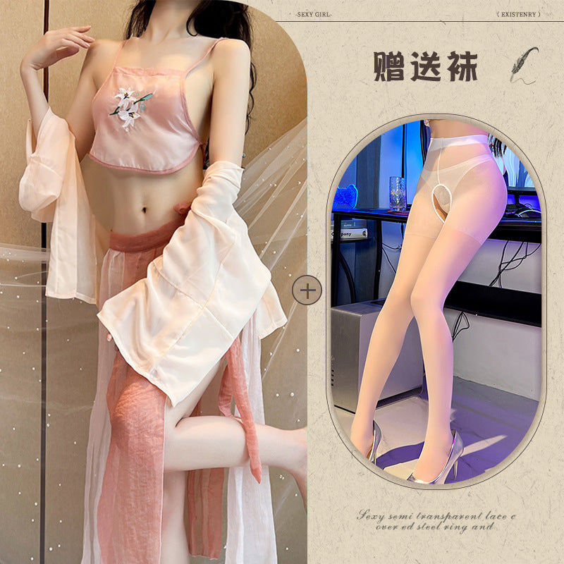 Sexy Lingerie Sexy Ancient Hanfu Republic of China Style Embroidered Nightdress Pure Desire Hot Uniform Temptation Set - Seldom Seen Styles