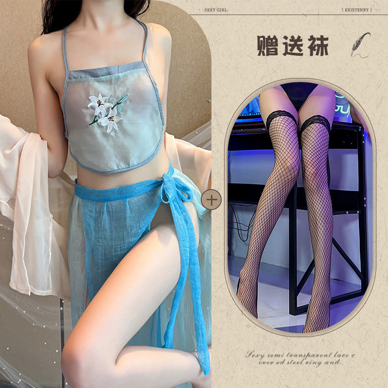 Sexy Lingerie Sexy Ancient Hanfu Republic of China Style Embroidered Nightdress Pure Desire Hot Uniform Temptation Set - Seldom Seen Styles
