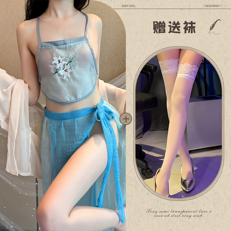 Sexy Lingerie Sexy Ancient Hanfu Republic of China Style Embroidered Nightdress Pure Desire Hot Uniform Temptation Set - Seldom Seen Styles