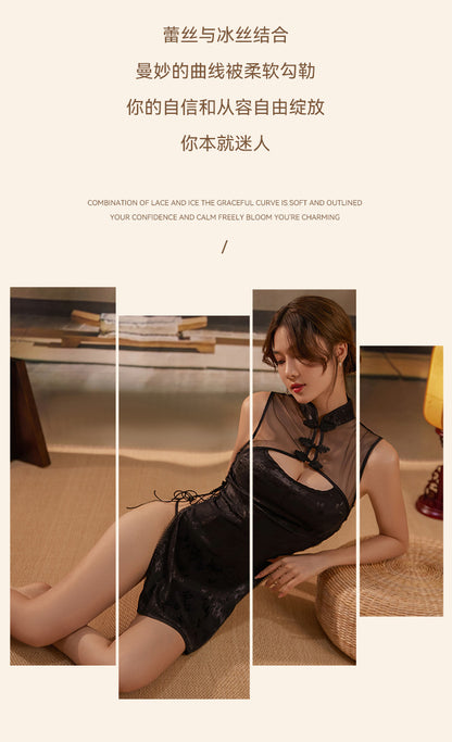 Sexy Lingerie Sexy Cheongsam Retro Style Uniform Temptation Side Split Strap Passion Role Play Set - Seldom Seen Styles