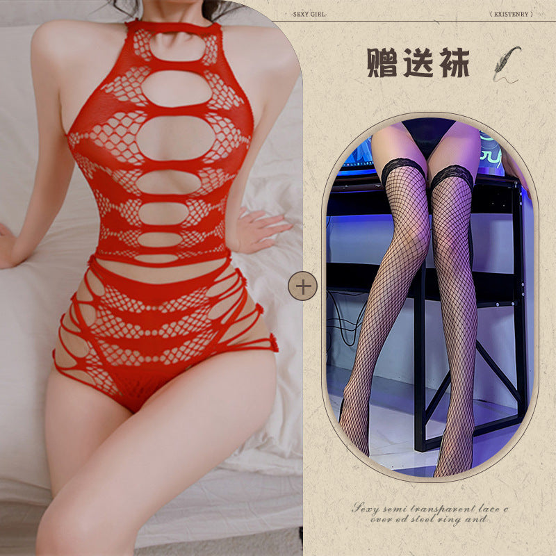 Sexy Lingerie Sexy See-through Hollow Out Tearable Plus Size Bodycon Passionate No-Remove Mesh Set - Seldom Seen Styles