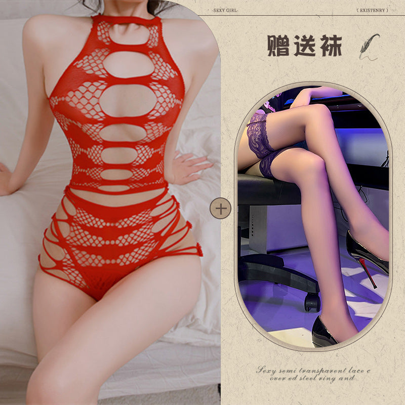 Sexy Lingerie Sexy See-through Hollow Out Tearable Plus Size Bodycon Passionate No-Remove Mesh Set - Seldom Seen Styles