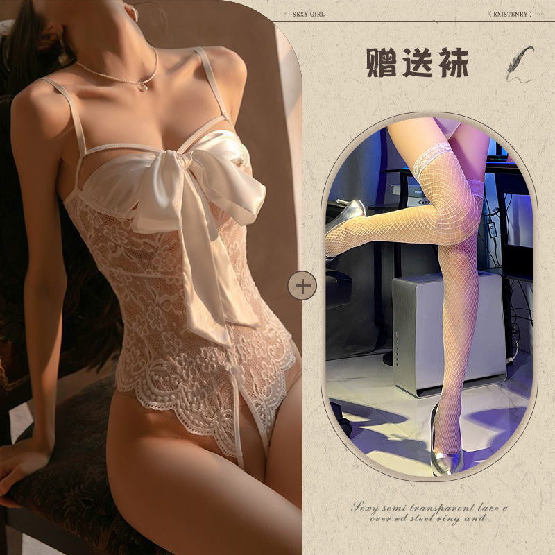 Sexy Lingerie Tight Small Chest Sexy Lace Temptation See-through No-take-off Pajamas Women Passion Set - Seldom Seen Styles