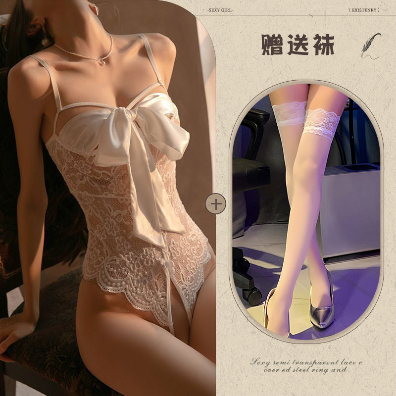 Sexy Lingerie Tight Small Chest Sexy Lace Temptation See-through No-take-off Pajamas Women Passion Set - Seldom Seen Styles