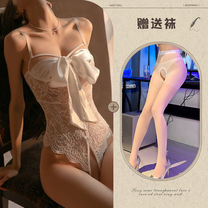 Sexy Lingerie Tight Small Chest Sexy Lace Temptation See-through No-take-off Pajamas Women Passion Set - Seldom Seen Styles
