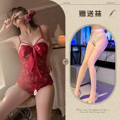 Sexy Lingerie Tight Small Chest Sexy Lace Temptation See-through No-take-off Pajamas Women Passion Set - Seldom Seen Styles