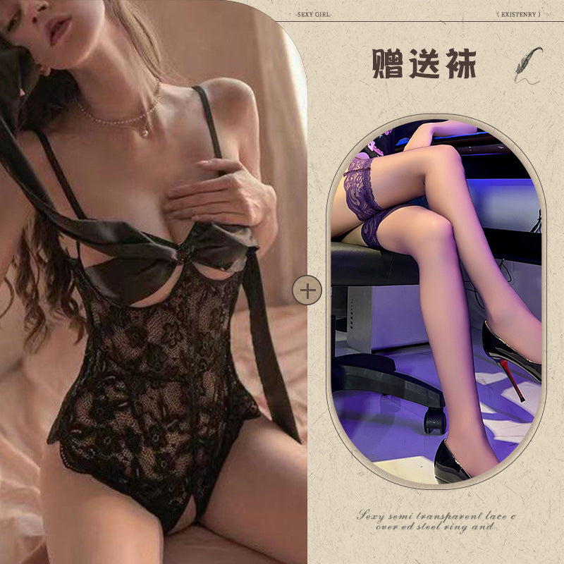 Sexy Lingerie Tight Small Chest Sexy Lace Temptation See-through No-take-off Pajamas Women Passion Set - Seldom Seen Styles